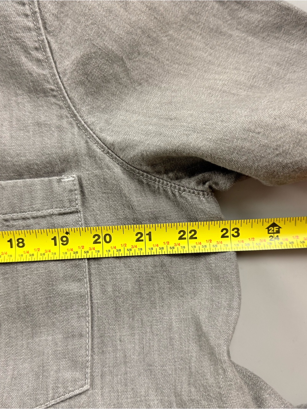 Gap 1969 Chambray Midi Swing Dress Gray Short Sleeve Pocket XL Minimalist - Picture 5 of 7